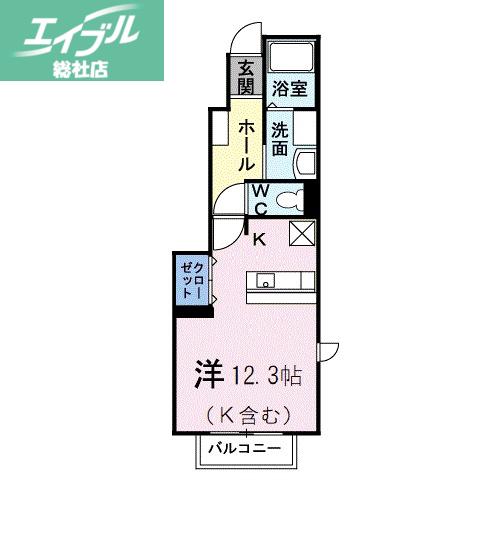 NOWLIFEB(ワンルーム/1階)の間取り写真