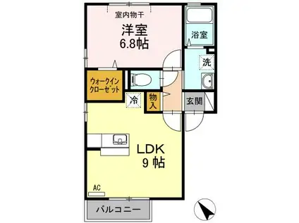 セントバーグ吉方A棟(1LDK/1階)の間取り写真