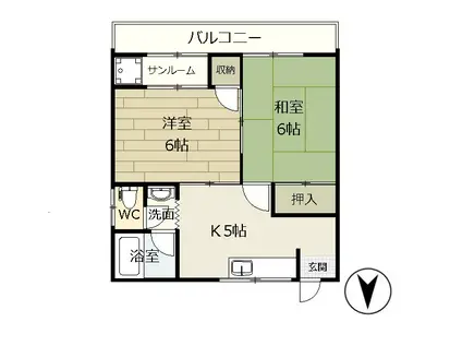 ハイツA(2K/1階)の間取り写真