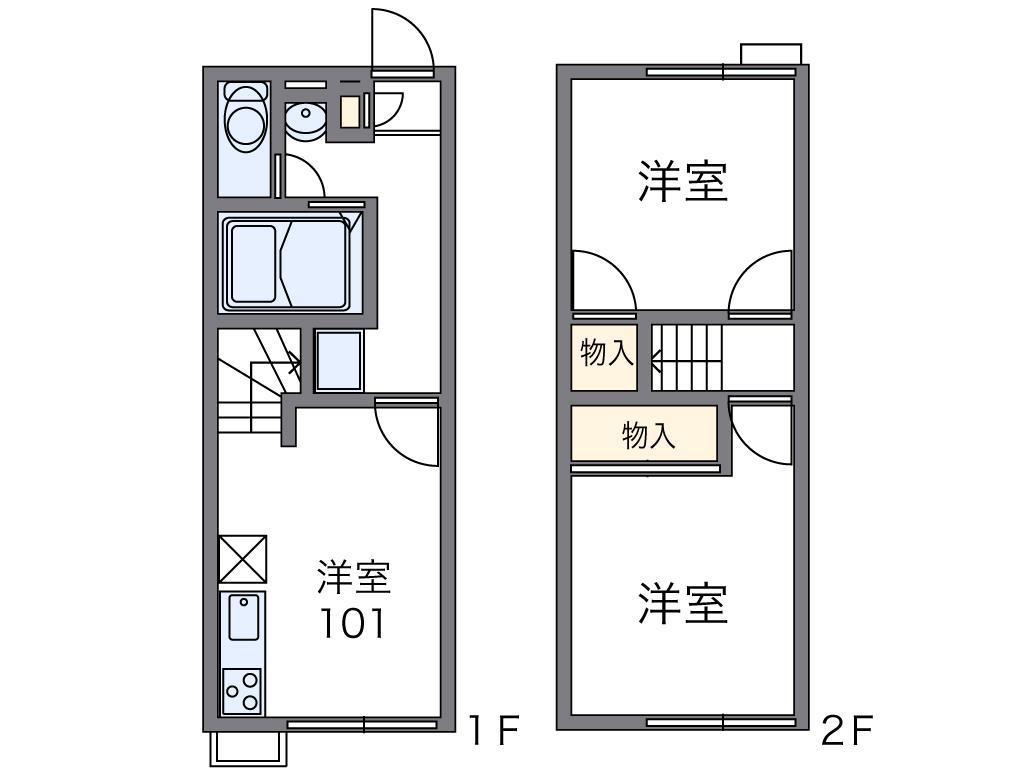 レオパレスサンプラス(2DK/1階)の間取り写真