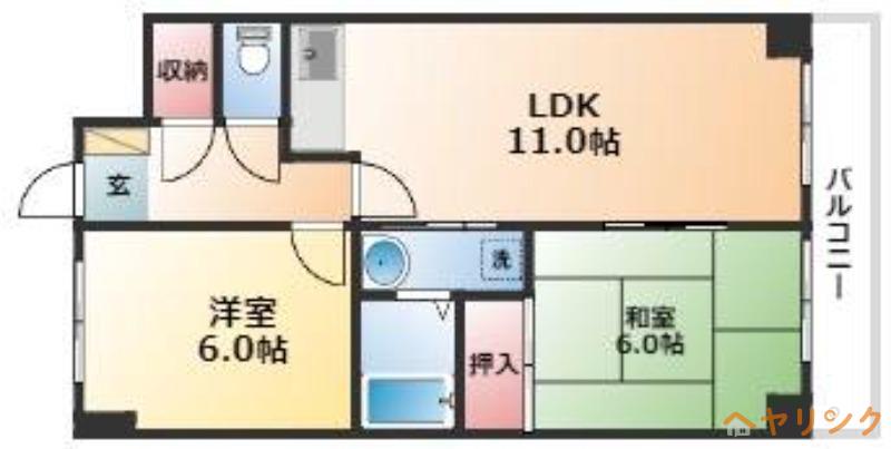 はやしビジデンス(2LDK/5階)の間取り写真