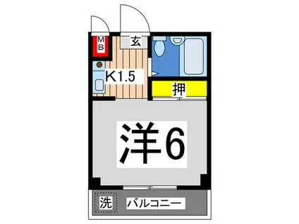 メゾン六浦(1K/2階)の間取り写真