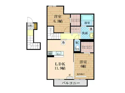 メルベーユMT(2LDK/2階)の間取り写真