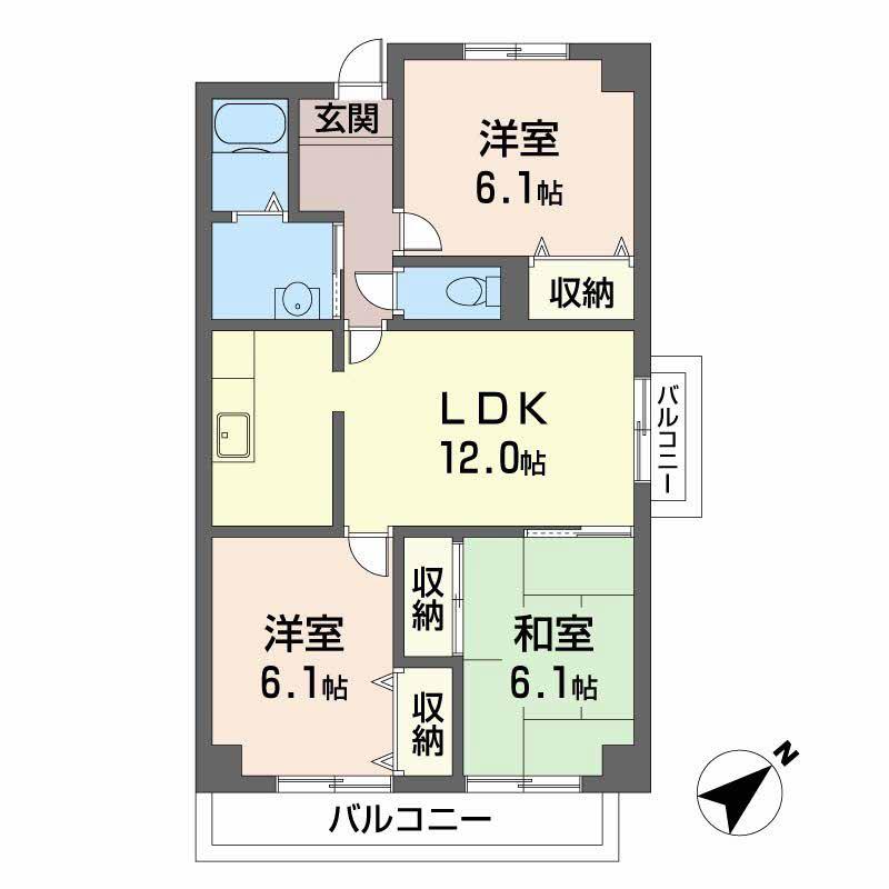 パルティール小柴(3LDK/10階)の間取り写真