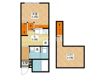 ラ・フィーネAINO(1SK/2階)の間取り写真