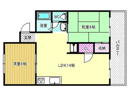 ヴァンベール松井(2LDK/2階)の間取り写真