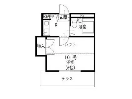 ハイツマルシェII(1K/1階)の間取り写真