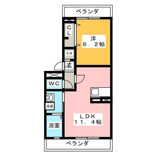 クヴァルチーラ奥戸(1LDK/2階)の間取り写真
