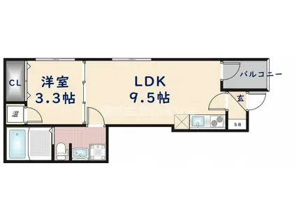 GRANDIR近大前(1LDK/1階)の間取り写真