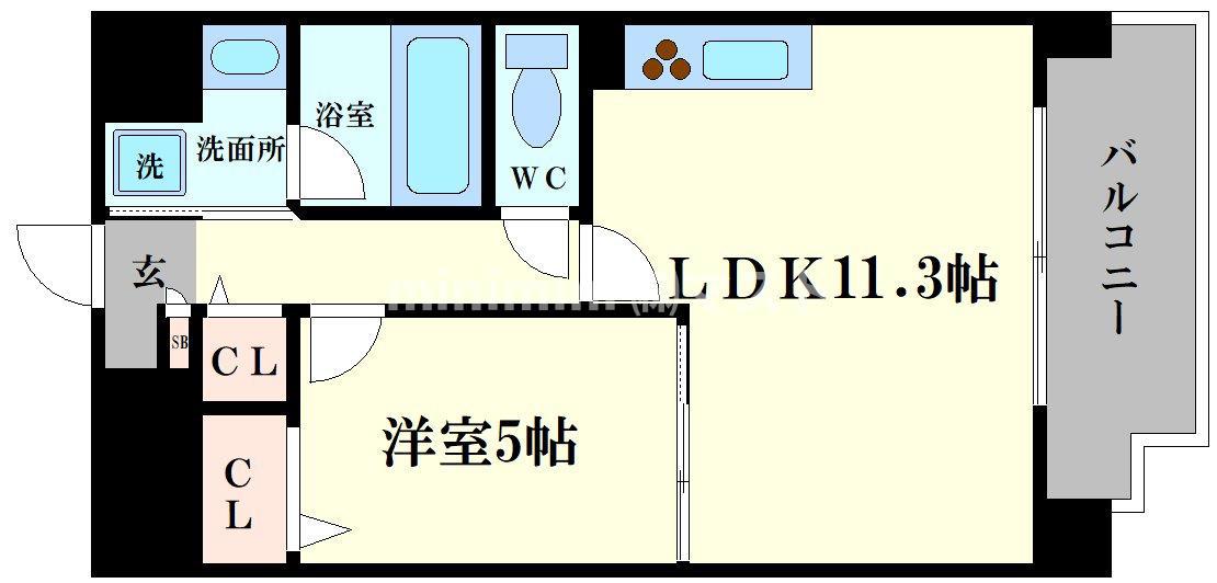 海老江サンライズ(1LDK/6階)の間取り写真