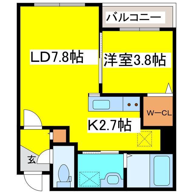 ウェルズビレッジ(1LDK/1階)の間取り写真