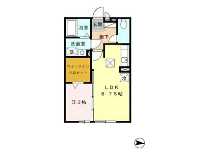 グランブルー(1LDK/1階)の間取り写真