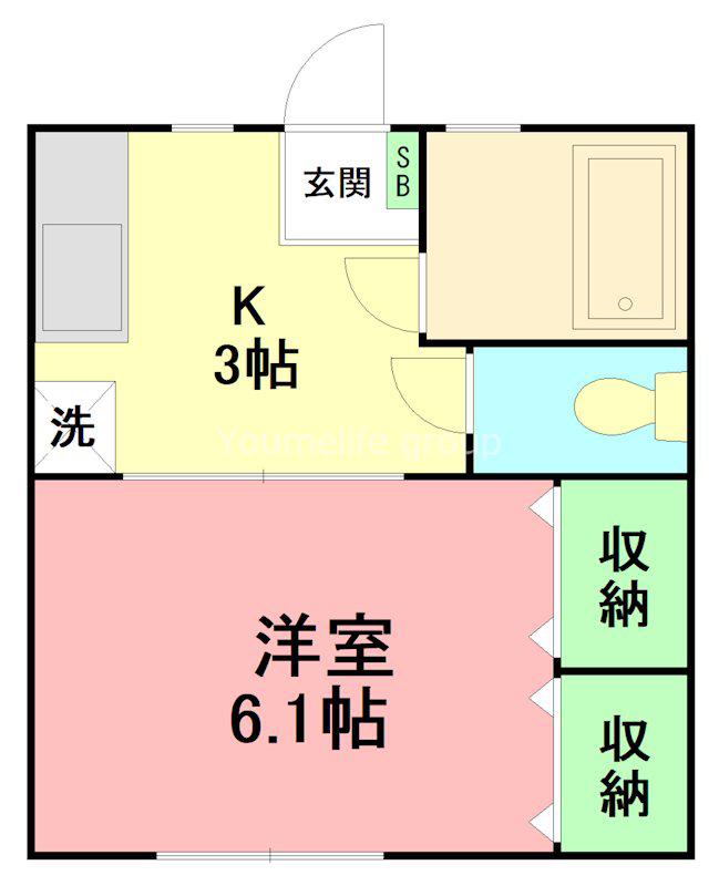 久保ハイツPII(1K/1階)の間取り写真