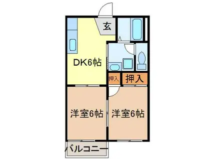 フレグランス廣町C(2DK/2階)の間取り写真