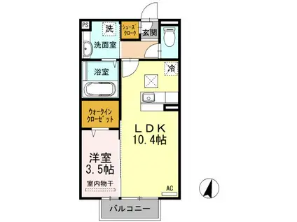 メゾンレーヴ(1LDK/1階)の間取り写真
