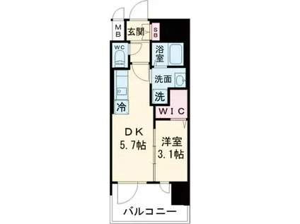 エステムコート大阪プリューム(1DK/6階)の間取り写真