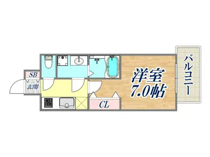 ワールドアイ神戸ハーバーランド2(1K/4階)の間取り写真