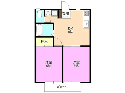 エンダイハイツ(2DK/2階)の間取り写真