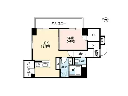 VICTORY1(1LDK/4階)の間取り写真