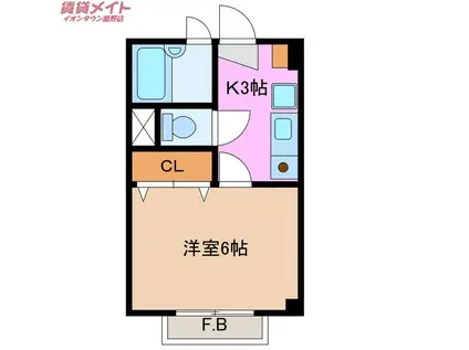 シングルハイツ鳥取I(1K/1階)の間取り写真