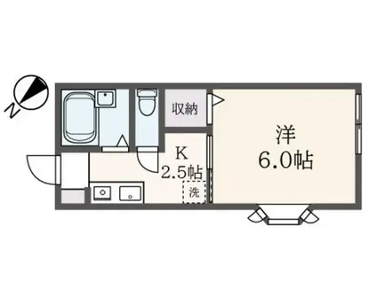 ハイツ飯田(1K/2階)の間取り写真