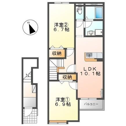 LE MIRAGE(2LDK/2階)の間取り写真