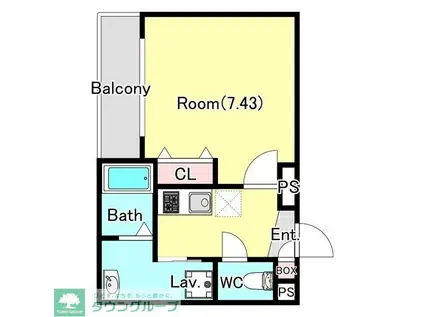ジーメゾン海老名(1K/3階)の間取り写真
