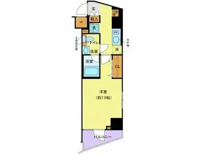 レグゼ長原(1K/4階)の間取り写真