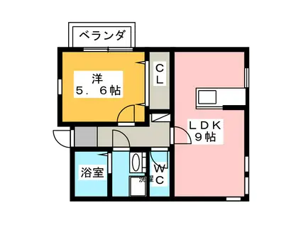 半田ビレッジ5号棟(1LDK/1階)の間取り写真