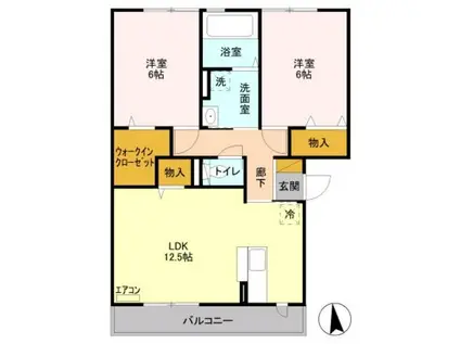 ラ・テール・ドゥー(2LDK/2階)の間取り写真