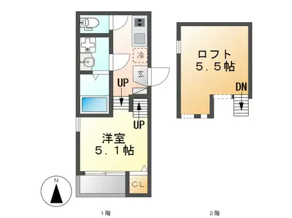 アルファ グランデ(1K/2階)の間取り写真