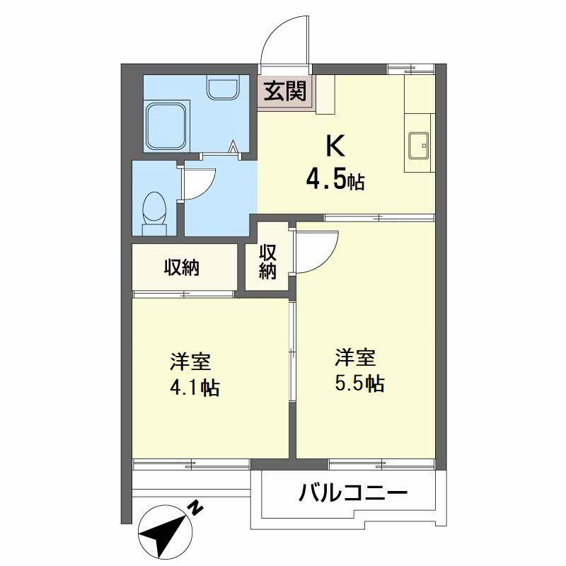 コーポラス津森(2K/2階)の間取り写真