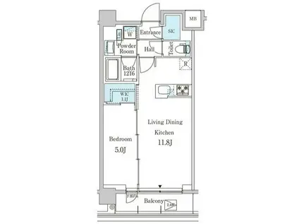 ジオエント中野弥生町(1LDK/3階)の間取り写真