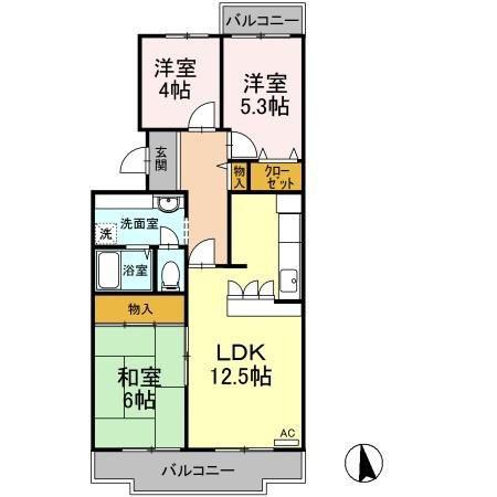 グレースソシア(3LDK/2階)の間取り写真