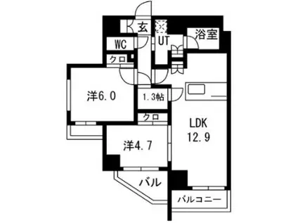 サクラアクシス中板橋(2SLDK/6階)の間取り写真
