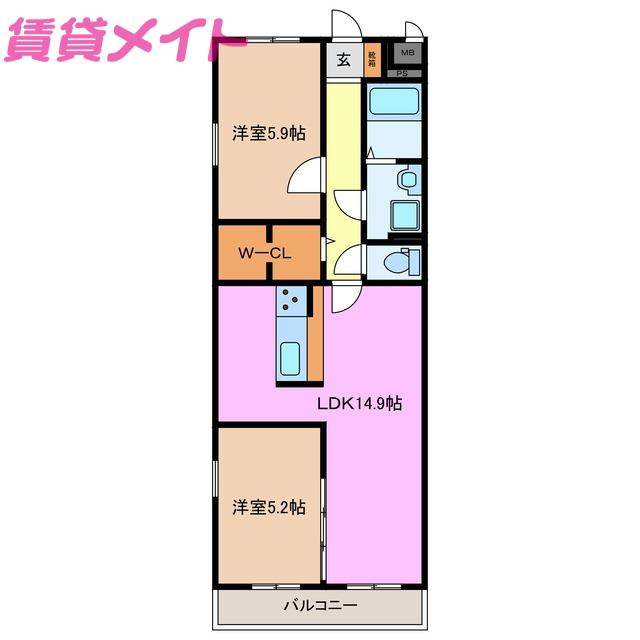 アンシャンテ(2LDK/1階)の間取り写真