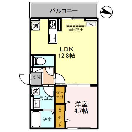 D-ROOM台新田町(1LDK/2階)の間取り写真