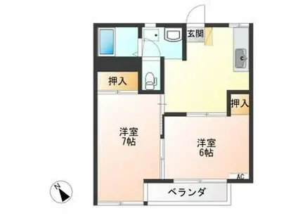 JOYコーポ(2DK/2階)の間取り写真