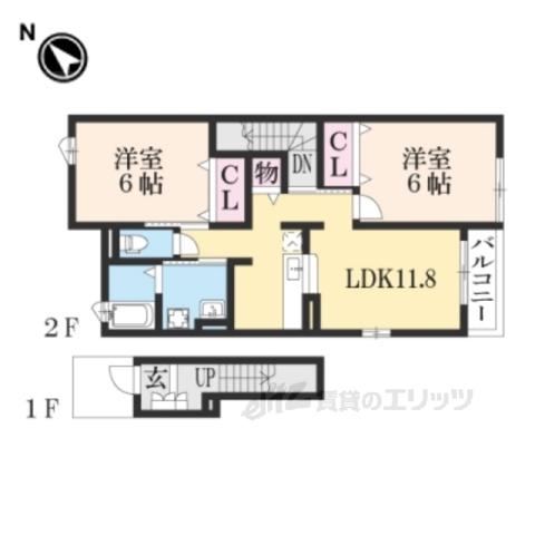 ソレイユ イズミⅠ(2LDK/2階)の間取り写真