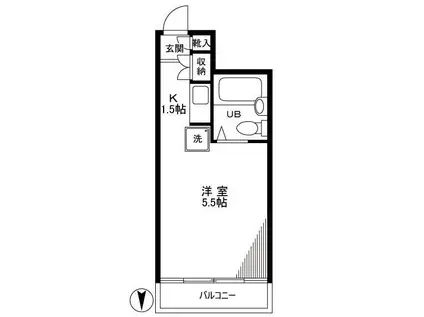 マンションササノ(1K/3階)の間取り写真