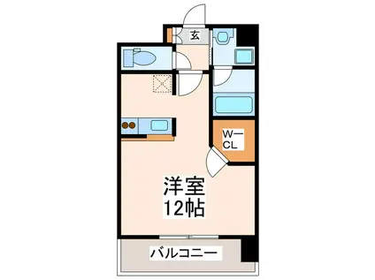 フルール南熊本(ワンルーム/2階)の間取り写真