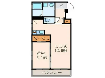 ベイスタイル(1LDK/2階)の間取り写真