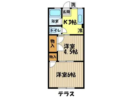 シティハイム西之台(2K/2階)の間取り写真