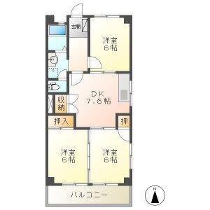マンション光A棟(3DK/4階)の間取り写真