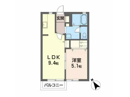 シャーメゾン・ソレーユ(1LDK/2階)の間取り写真