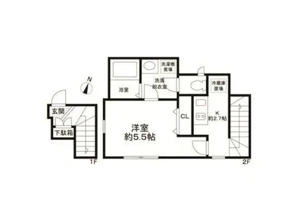 OPUS II(1K/2階)の間取り写真