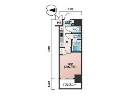 コンシェリア新宿イースト(1K/5階)の間取り写真