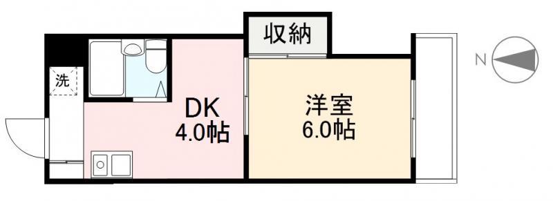 東田町ハイツ(1DK/4階)の間取り写真