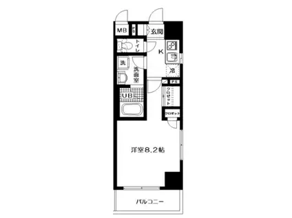 レクレドール豊洲(1K/2階)の間取り写真