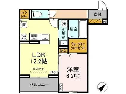 CLASSEUM都賀(1LDK/2階)の間取り写真